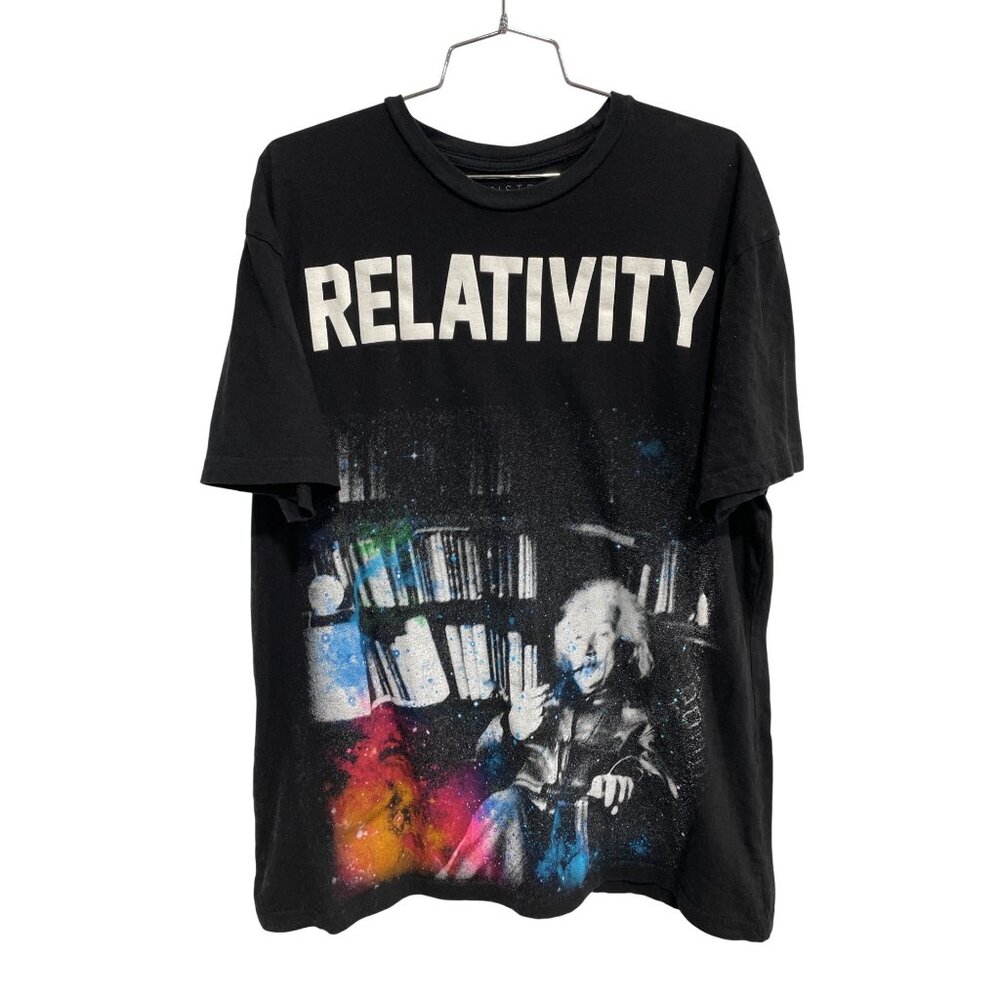 Einstein Relativity Graphic T Shirt Size XL Crew Short Sleeve Black Streetwear